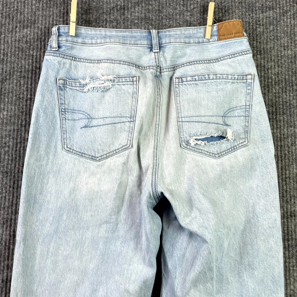 American Eagle Outfitters Mom Jeans Womens 8 Blue Denim Distressed Streetwear